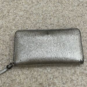 Tory Burch silver zip wallet